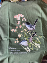 Load image into Gallery viewer, California Gnatcatcher on Buckwheat T-shirt by Fred Roberts