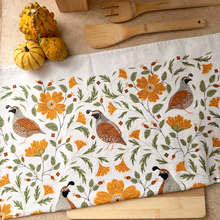 Load image into Gallery viewer, Quail Bird Cotton Tea Towel – Farmhouse Kitchen Decor