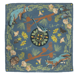 XL Organic Fair Trade Bandana: Channel Islands 26x26" Fox Burrowing Owl