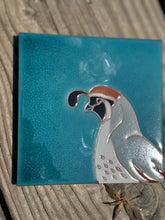 Load image into Gallery viewer, Hand painted Glazed Tile : Poppy - Quail - Roadrunner - Datura