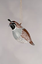 Load image into Gallery viewer, Hanging Quail - 2.5"H  -Carved Wooden Ornament