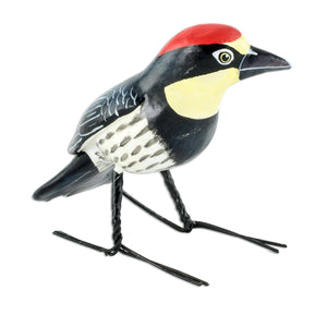 Handmade Acorn Woodpecker Ceramic Bird Figurine