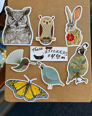 Sticker - Hummingbird - Quail - Owl - Jack Rabbit - Monarch - Bat