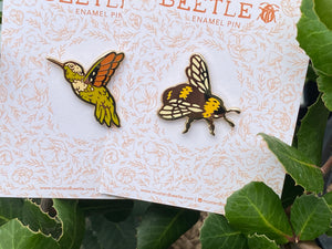 Enamel Pins : Quail - Monarch - Poppy - Bee - Hummingbird