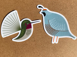 Sticker - Hummingbird - Quail - Owl - Jack Rabbit - Monarch - Bat