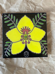 Hand painted Glazed Tile : Poppy - Quail - Roadrunner - Datura